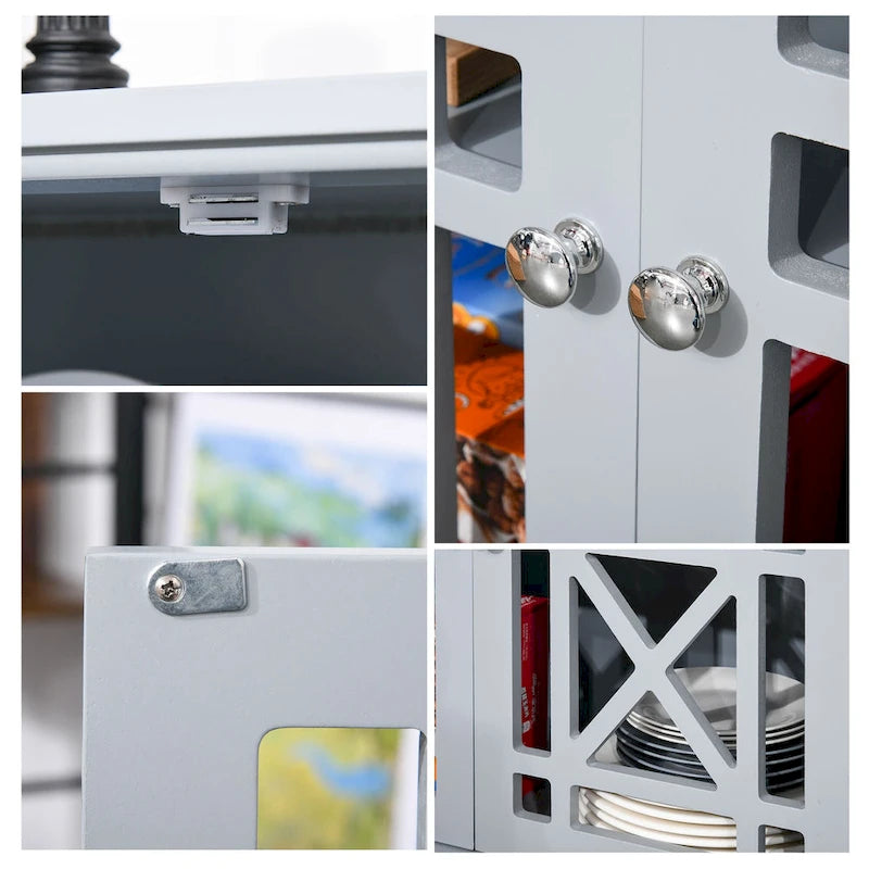 HOMCOM Buffet bahut de rangement d'appoint avec portes persiennes et base surélevée, gris - 31 x 14.25 x 31
