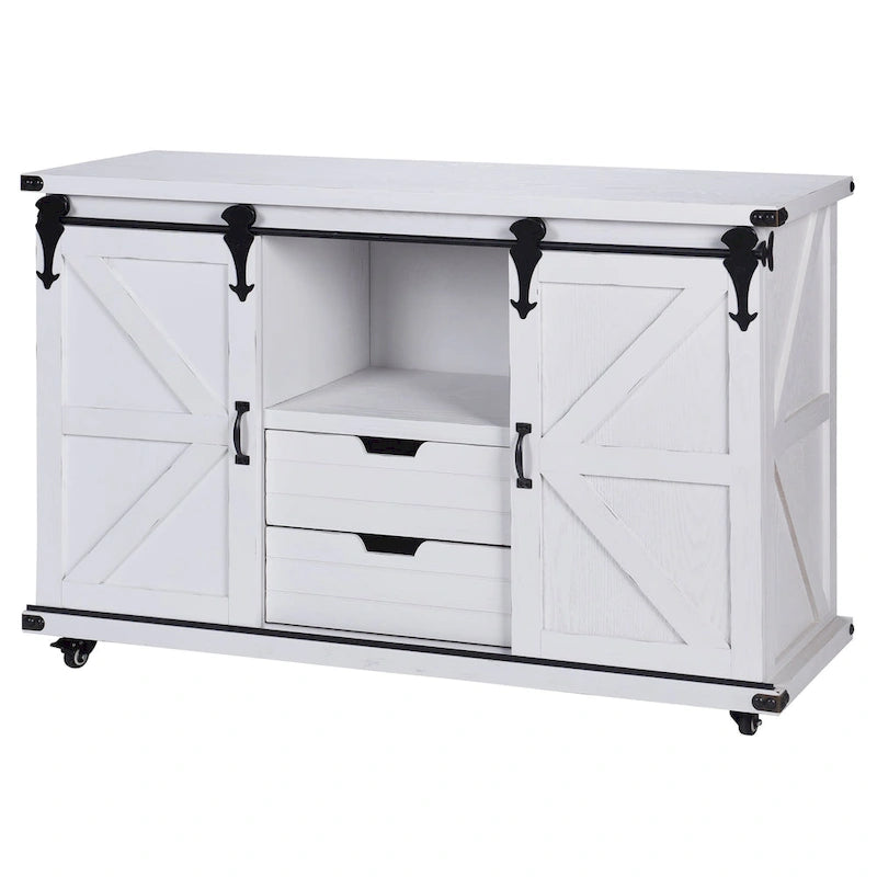 StyleCraft Meuble 2 Portes Presley avec Centre Ouvert, Blanc Vieilli