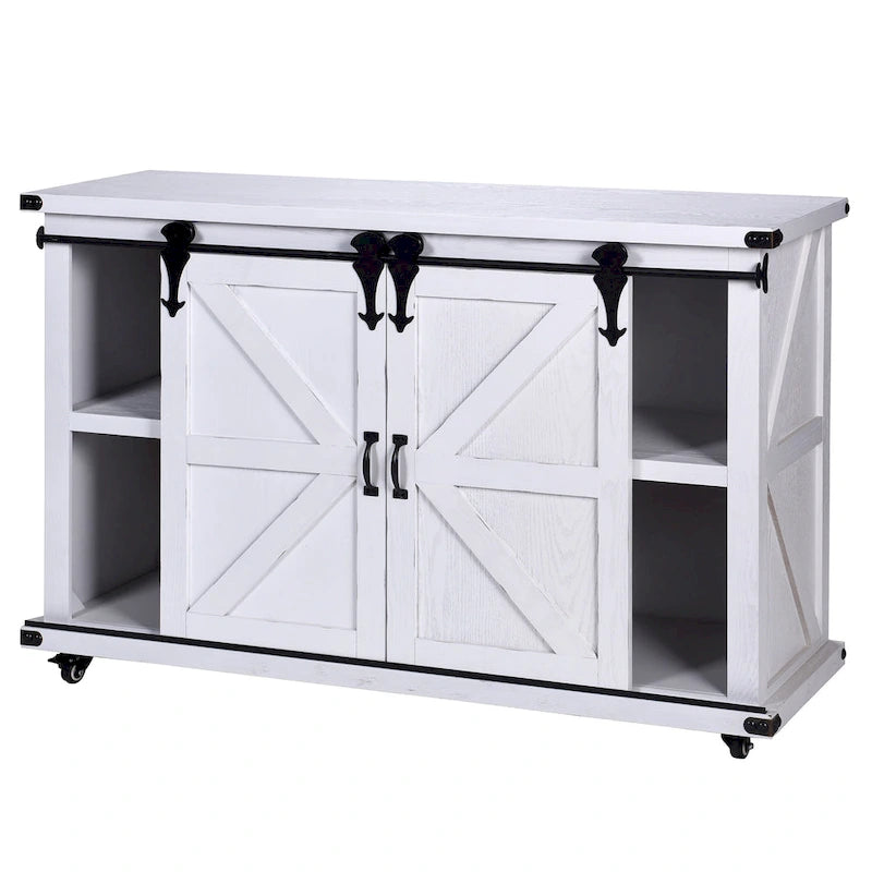 StyleCraft Meuble 2 Portes Presley avec Centre Ouvert, Blanc Vieilli