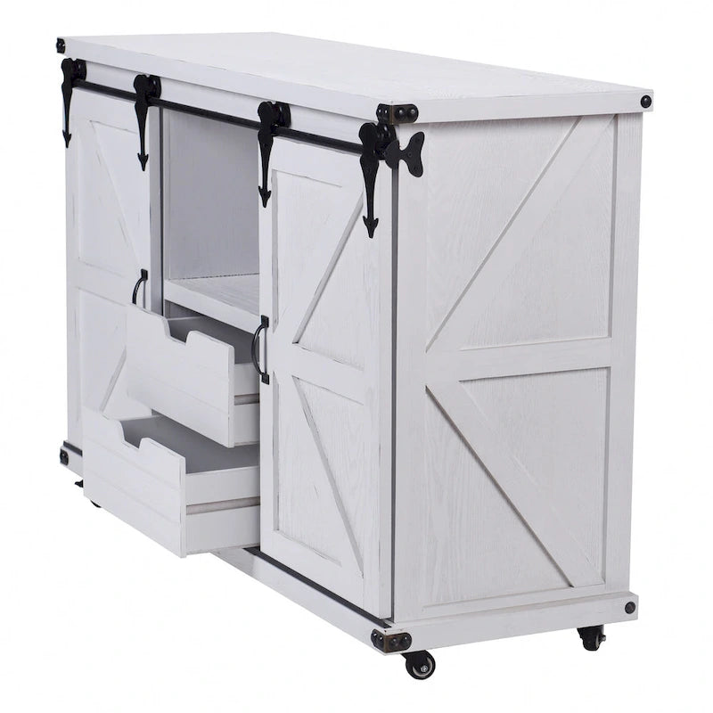 StyleCraft Meuble 2 Portes Presley avec Centre Ouvert, Blanc Vieilli