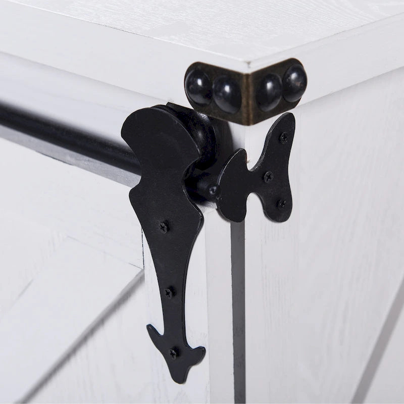 StyleCraft Meuble 2 Portes Presley avec Centre Ouvert, Blanc Vieilli