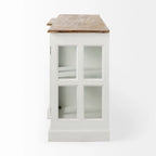 Buffet en bois massif Bourchier Blanc avec garniture noire et plateau marron moyen - 75.0L x 20.8l x 34.3H