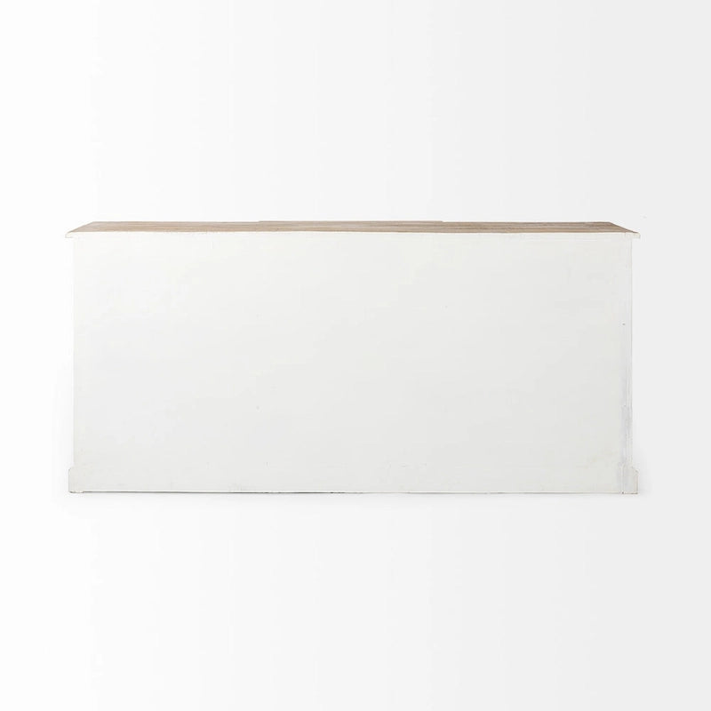 Buffet en bois massif Bourchier Blanc avec garniture noire et plateau marron moyen - 75.0L x 20.8l x 34.3H