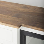 Buffet en bois massif Bourchier Blanc avec garniture noire et plateau marron moyen - 75.0L x 20.8l x 34.3H