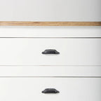 Buffet en bois massif Bourchier Blanc avec garniture noire et plateau marron moyen - 75.0L x 20.8l x 34.3H