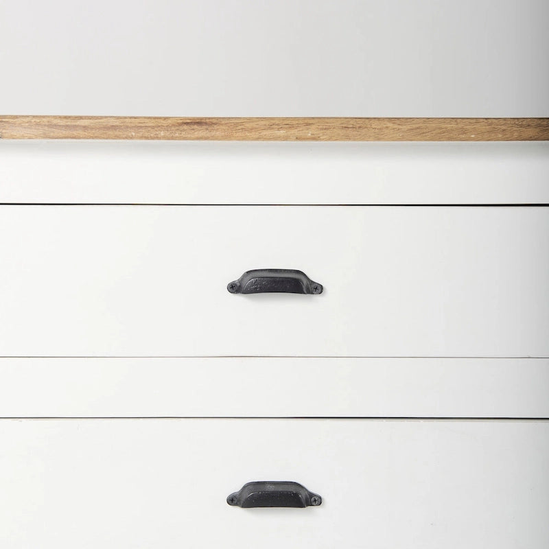 Buffet en bois massif Bourchier Blanc avec garniture noire et plateau marron moyen - 75.0L x 20.8l x 34.3H