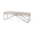 Camille Cream Fabric Seat w/ Dark Metal Frame Bench - 55.5W x 16D x 17H