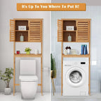 Meuble de rangement Kinbor en bambou au-dessus des toilettes, étagère de salle de bain avec portes et étagères, économiseur d'espace sur pied