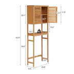 Meuble de rangement Kinbor en bambou au-dessus des toilettes, étagère de salle de bain avec portes et étagères, économiseur d'espace sur pied