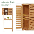 Meuble de rangement Kinbor en bambou au-dessus des toilettes, étagère de salle de bain avec portes et étagères, économiseur d'espace sur pied