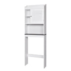 Meuble de rangement Kinbor en bambou au-dessus des toilettes, étagère de salle de bain avec portes et étagères, économiseur d'espace sur pied