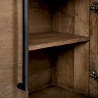 Maddox IV Buffet en bois massif marron avec accent en métal noir à 4 portes - 80,0L x 19,0l x 33,0H