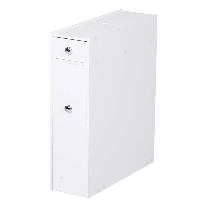 Meuble de Rangement Salle de Bain Homcom sur Pied Étagère Gain de Place Tiroirs Support Papier Toilette Blanc