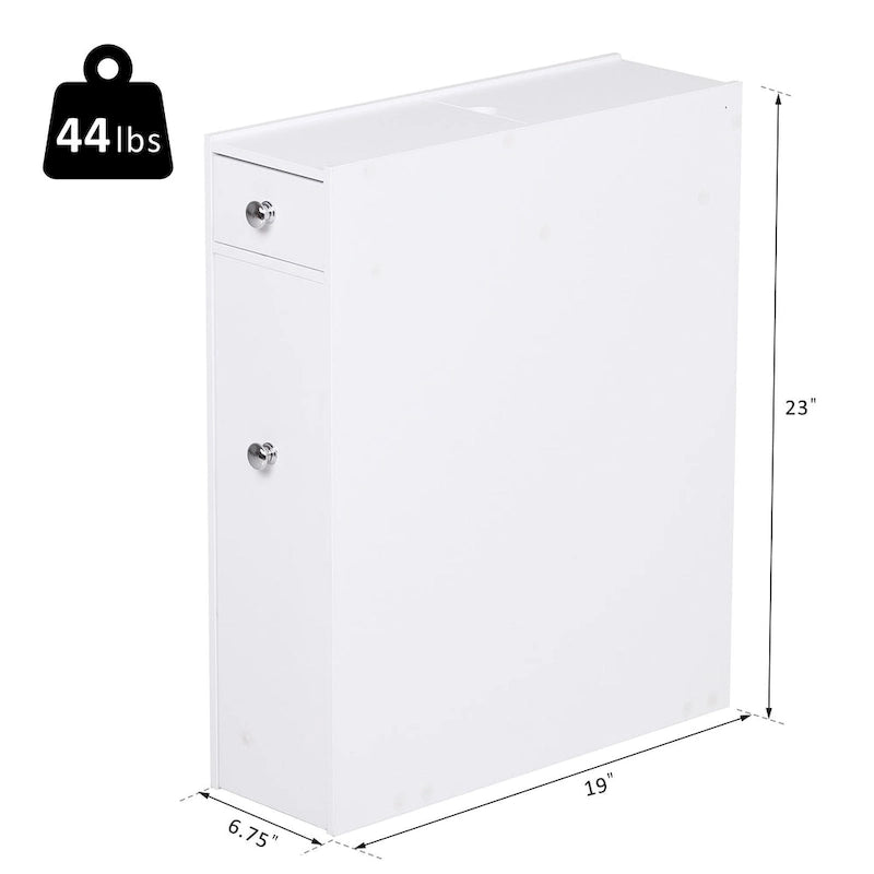 Meuble de Rangement Salle de Bain Homcom sur Pied Étagère Gain de Place Tiroirs Support Papier Toilette Blanc