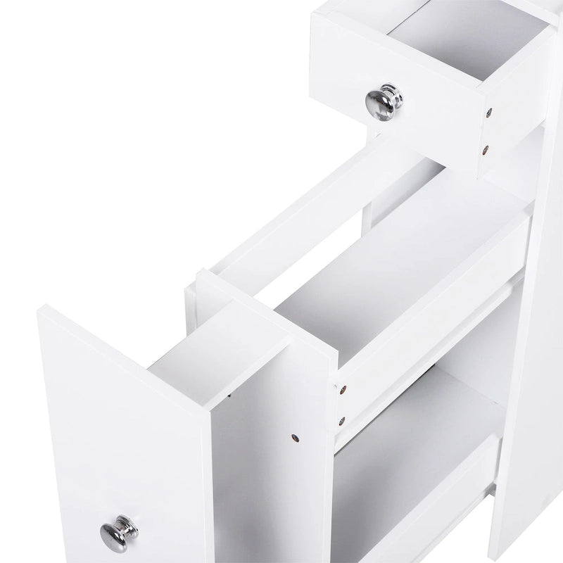 Meuble de Rangement Salle de Bain Homcom sur Pied Étagère Gain de Place Tiroirs Support Papier Toilette Blanc