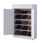 Meuble à chaussures 2 portes en bois de 119 cm, blanc