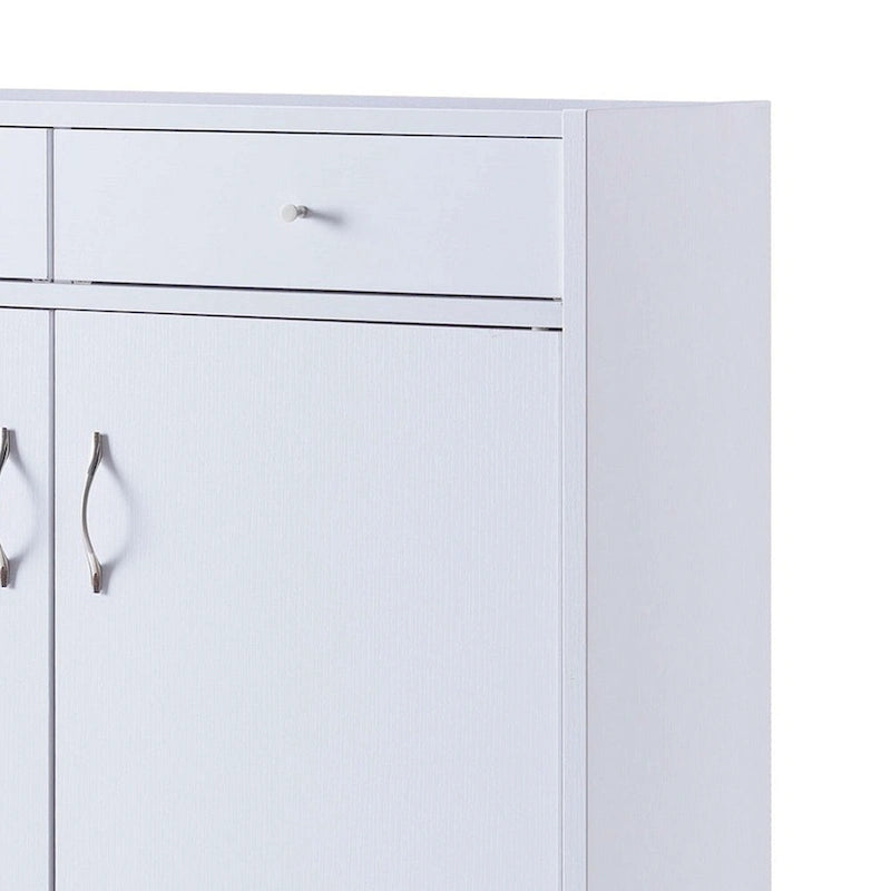 Meuble à chaussures 2 portes en bois de 119 cm, blanc