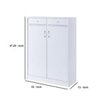 Meuble à chaussures 2 portes en bois de 119 cm, blanc