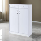 Meuble à chaussures 2 portes en bois de 119 cm, blanc