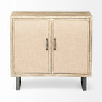 Meuble d'appoint Bellefontaine en placage de sapin naturel et tissu avec cadre graphite et 2 portes