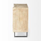 Meuble d'appoint Bellefontaine en placage de sapin naturel et tissu avec cadre graphite et 2 portes