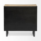 Meuble d'appoint Bellefontaine en placage de sapin naturel et tissu avec cadre graphite et 2 portes