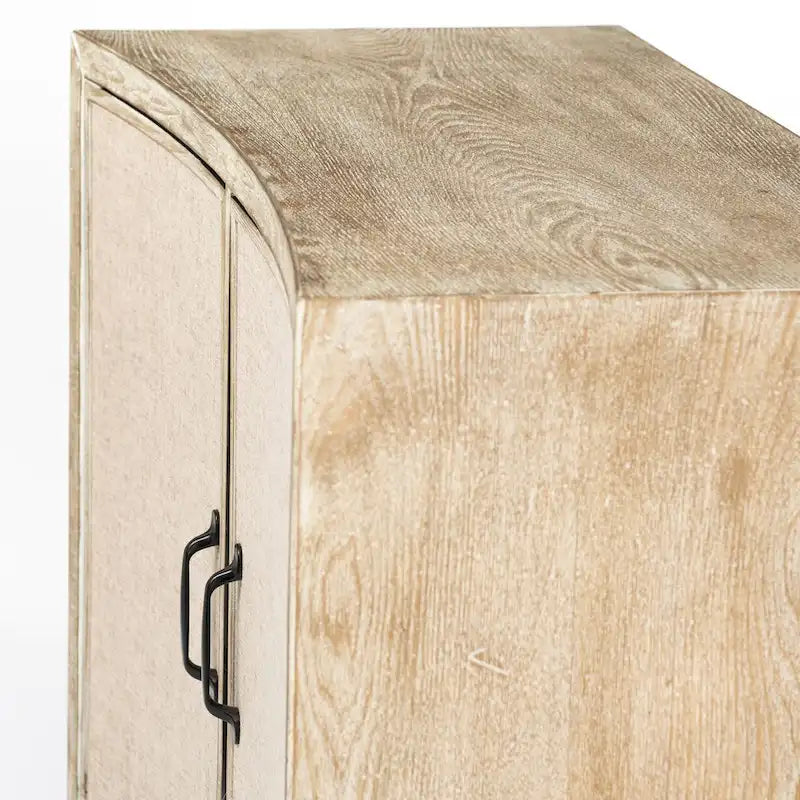 Meuble d'appoint Bellefontaine en placage de sapin naturel et tissu avec cadre graphite et 2 portes