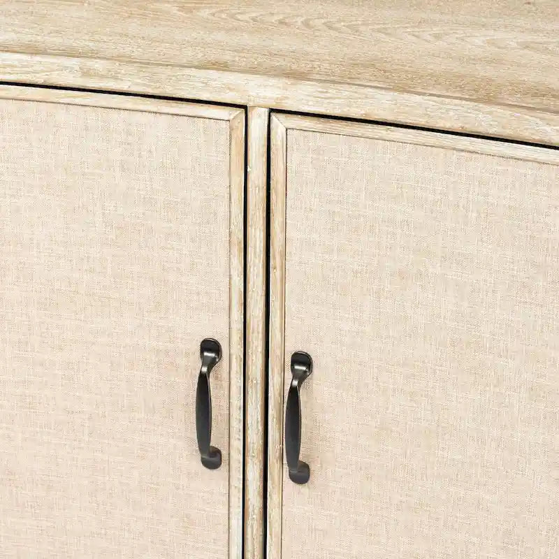 Meuble d'appoint Bellefontaine en placage de sapin naturel et tissu avec cadre graphite et 2 portes