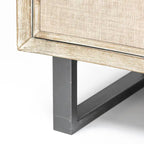 Meuble d'appoint Bellefontaine en placage de sapin naturel et tissu avec cadre graphite et 2 portes