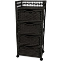 Commode à 4 tiroirs à roulettes en fibres naturelles – 43,8 cm (l) x 31,75 cm (P) x 97,15 cm (H)