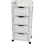 Commode à 4 tiroirs à roulettes en fibres naturelles – 43,8 cm (l) x 31,75 cm (P) x 97,15 cm (H)