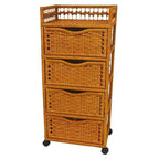 Commode à 4 tiroirs à roulettes en fibres naturelles – 43,8 cm (l) x 31,75 cm (P) x 97,15 cm (H)