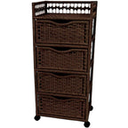 Commode à 4 tiroirs à roulettes en fibres naturelles – 43,8 cm (l) x 31,75 cm (P) x 97,15 cm (H)