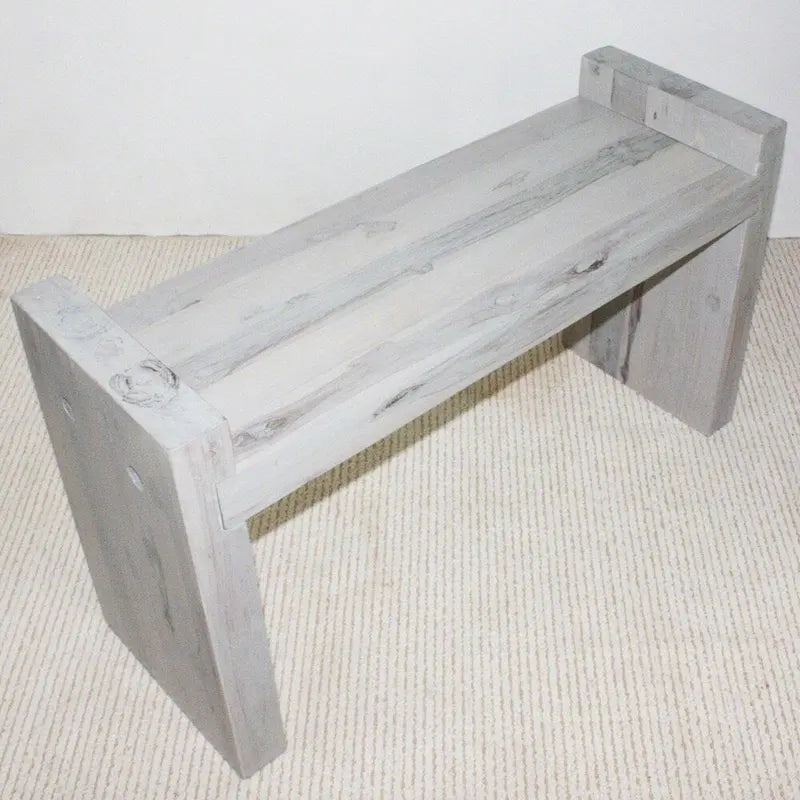 Haussmann ? Banc de bloc en teck 36 x 12,5 x 20,5 pouces de haut gris huilé KD - 36 x 12,5 x 20,5