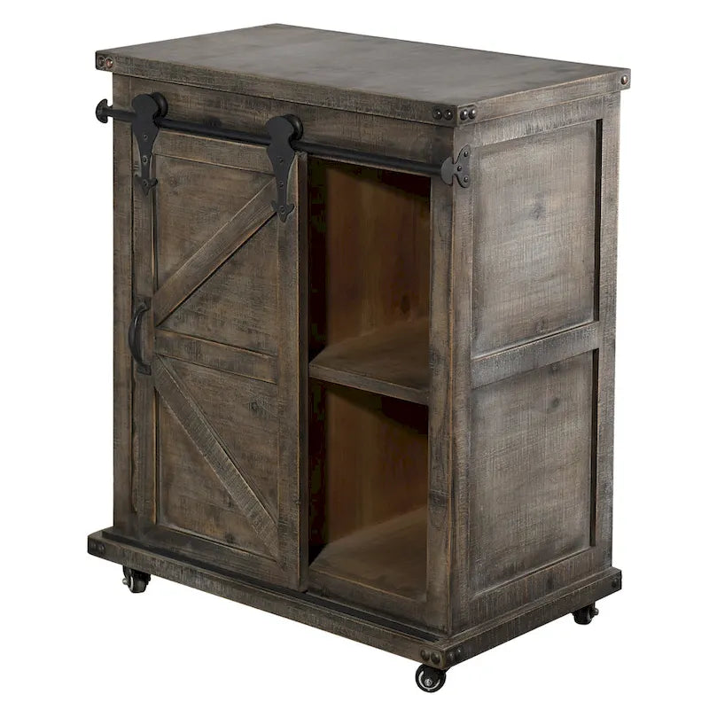 StyleCraft Presley Armoire de chevet 3 tiroirs avec porte Gris Driftwood