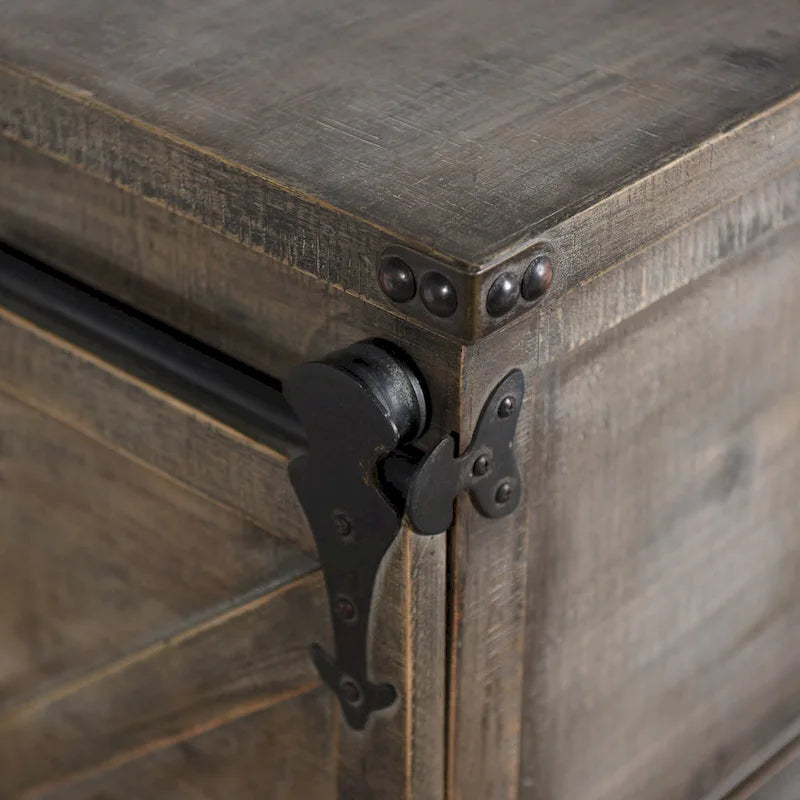 StyleCraft Presley Armoire de chevet 3 tiroirs avec porte Gris Driftwood