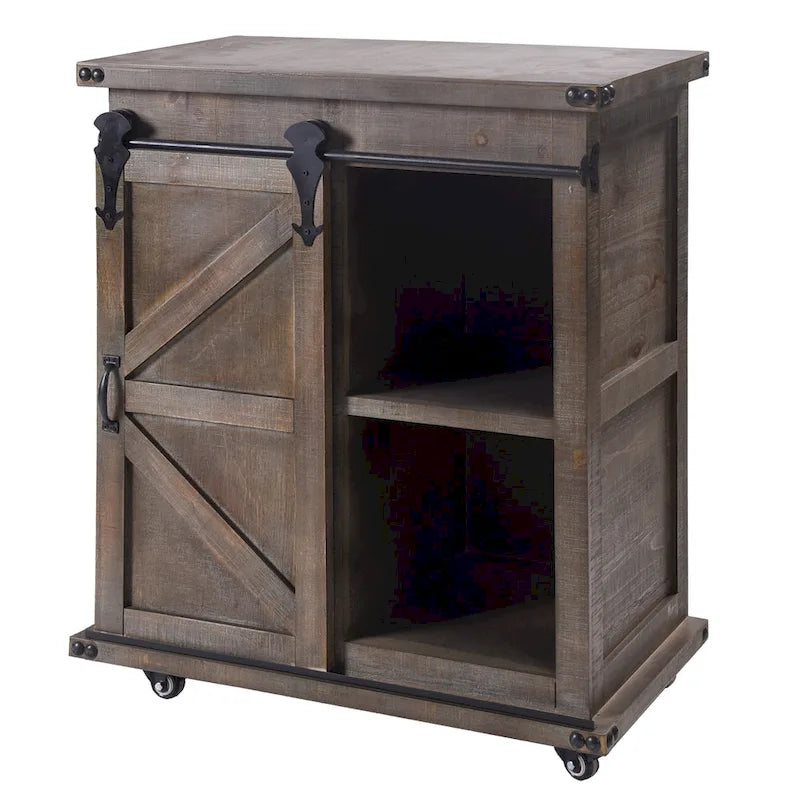 StyleCraft Presley Armoire de chevet 3 tiroirs avec porte Gris Driftwood