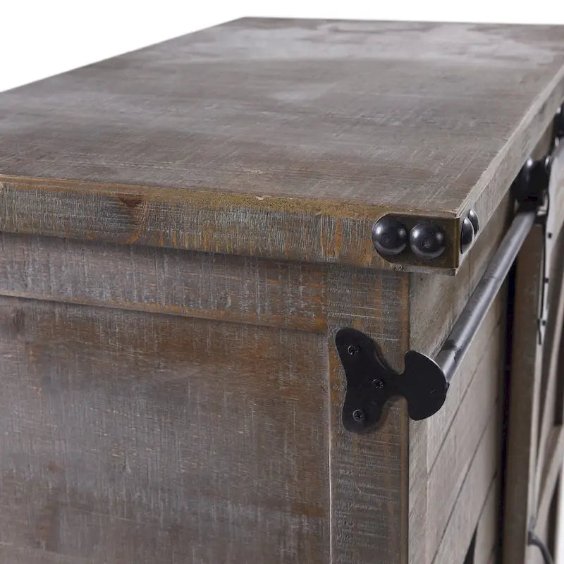 StyleCraft Presley Armoire de chevet 3 tiroirs avec porte Gris Driftwood