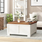 Table basse de style ferme moderne avec rangement intérieur dissimulé