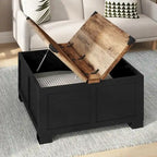 Table basse de style ferme moderne avec rangement intérieur dissimulé