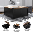 Table basse de style ferme moderne avec rangement intérieur dissimulé