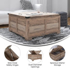 Table basse de style ferme moderne avec rangement intérieur dissimulé