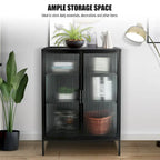Armoire de rangement à double porte vitrée de 122 cm, buffet avec étagères réglables