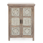 Armoire de rangement en bois à 2 portes de style campagnard, 95 cm (H) x 70 cm (l) x 33,6 cm (P)
