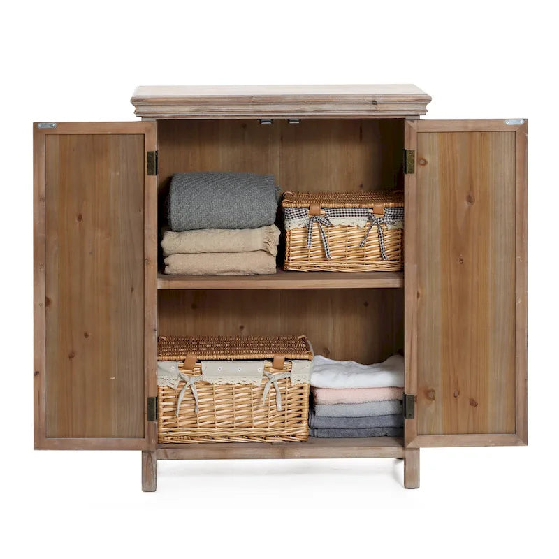 Armoire de rangement en bois à 2 portes de style campagnard, 95 cm (H) x 70 cm (l) x 33,6 cm (P)