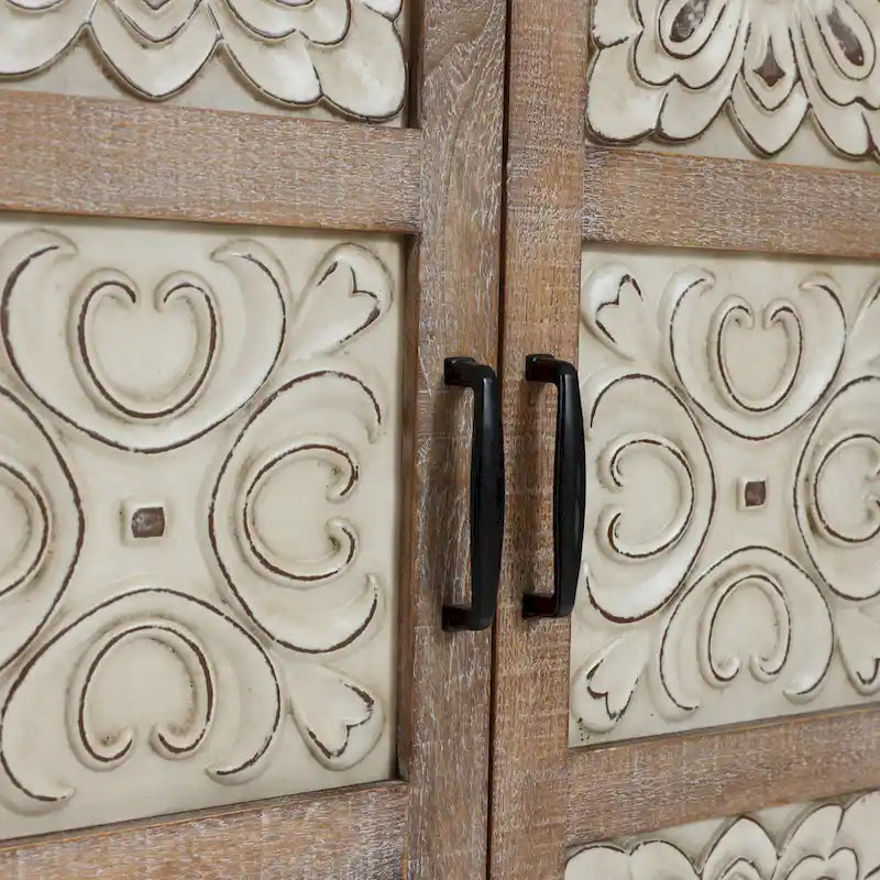 Armoire de rangement en bois à 2 portes de style campagnard, 95 cm (H) x 70 cm (l) x 33,6 cm (P)