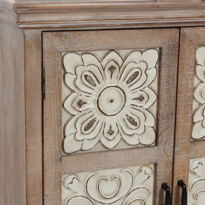 Armoire de rangement en bois à 2 portes de style campagnard, 95 cm (H) x 70 cm (l) x 33,6 cm (P)