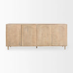 Buffet Tucker en bois massif brun clair avec portes à motifs – 71,75L x 30H x 15P