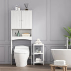 Meuble de rangement blanc à poser au-dessus des toilettes pour salle de bain - 23,6 L x 9 P x 61,8 H