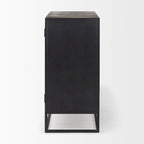 Armoire d'appoint Sloan en bois massif brun foncé avec cadre en métal noir